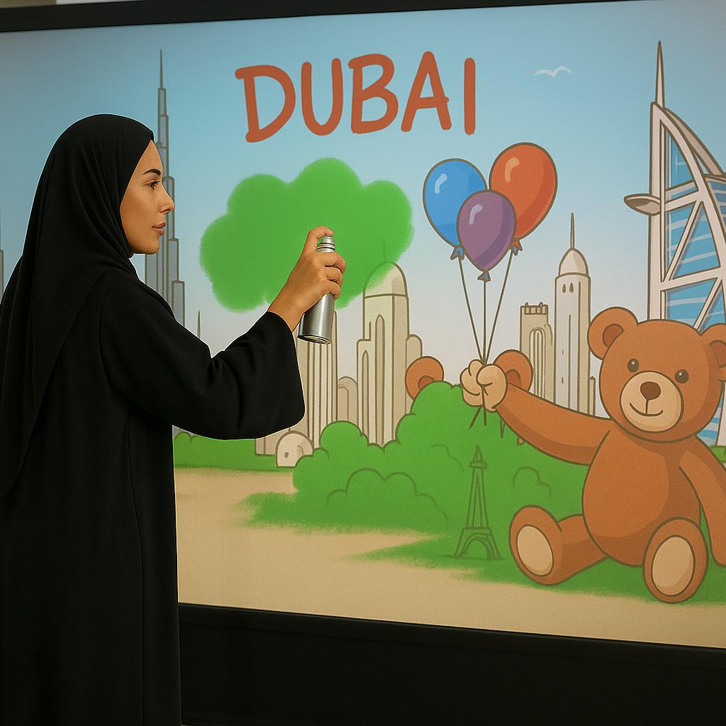 AI graffiti wall, digital graffiti, event rental Dubai, interactive wall, virtual spray paint, corporate events, brand activations, digital art